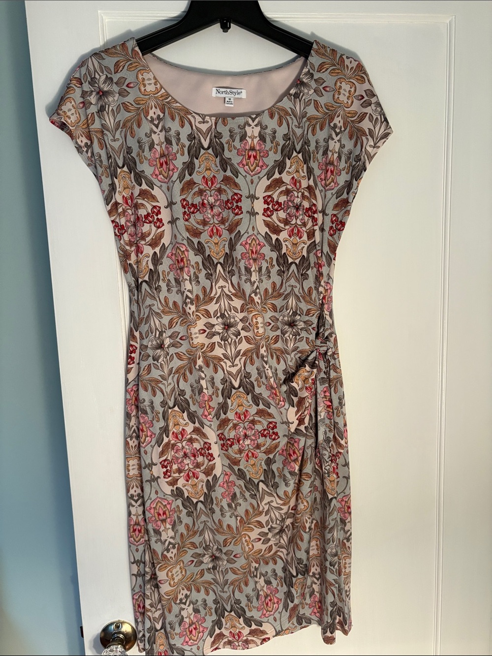 NorthStyle Floral Midi Dress in Gray, Pink and Tan